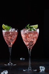 Summer cocktail with rose wine