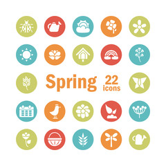 set of spring icons , block and flat style icon