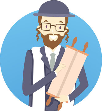 jewish man holding torah scroll clip art preview