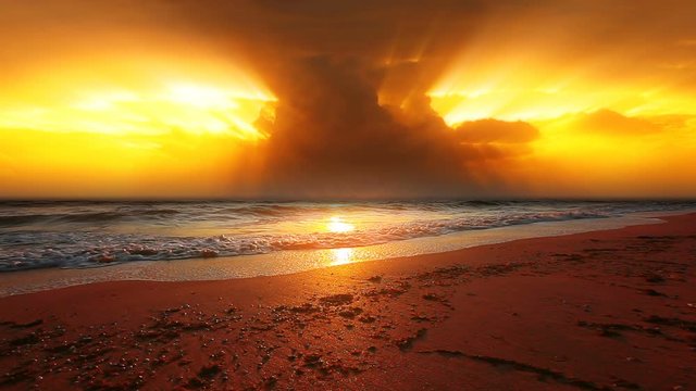 sea waves landscape at sunset background