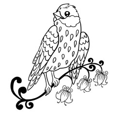contour drawing of a stylized cute Sparrow