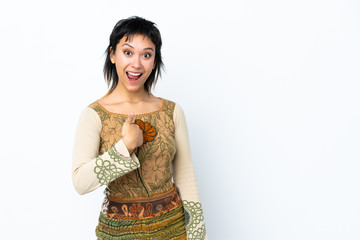 Young Uruguayan girl over isolated white background with surprise facial expression