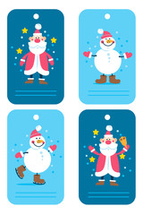 Cartoon characters Santa and Snow man for your design