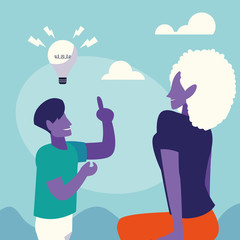 people of business with light bulb, people and ideas