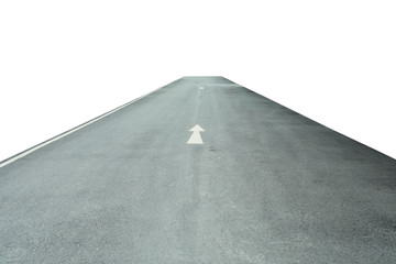 Asphalt road isolated on black background.This had clipping path.