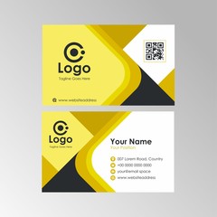 Simple abstract geometric business card with yellow and Black color design, professional name card template vector