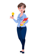 Young beautiful business woman cartoon character