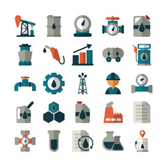 set of icons oil on white background