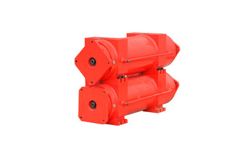 Hydraulic jack cylinder isolated on white background.This had clipping path.