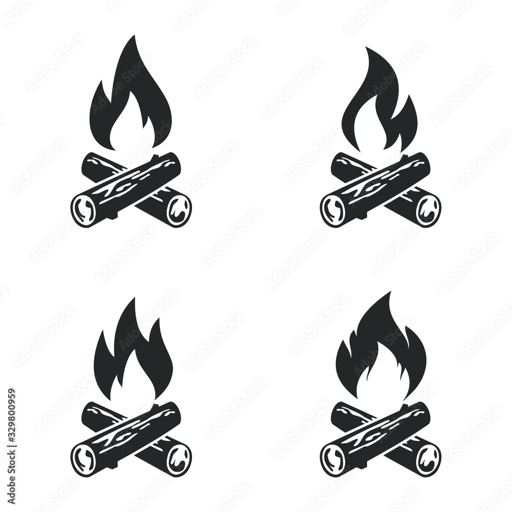 Aufkleber bonfire icon vector sign isolated for graphic and web design. campfire symbol template color editabl
