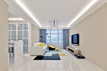 3d render. Modern living room interior.