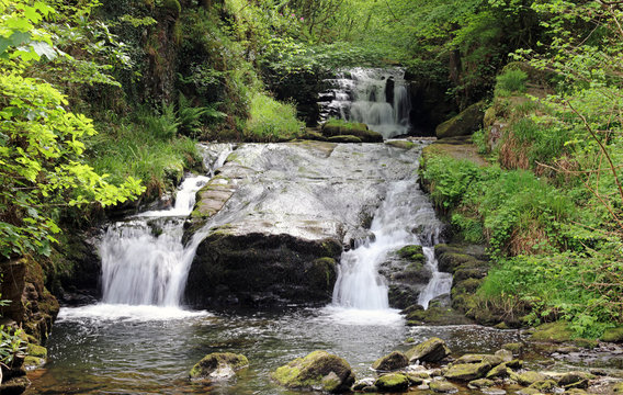 Closeup Of Waterfall At Watersmeet, Devon