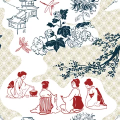 japanische Vektormuster-Teezeremonie-Frauenkarte © CharlieNati