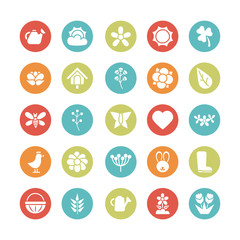 set of spring icons , block and flat style icon