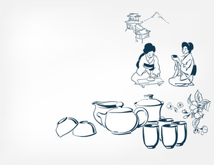 japanese design tea ceremony background women card