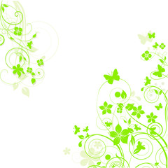 green floral background with leaves and flowers