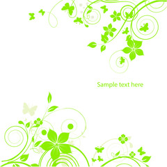 Plakat green floral background with leaves and flowers