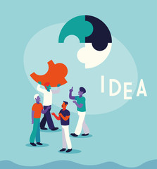 businessmen with idea label, people and ideas