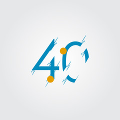 40 Years Anniversary Blue Number Vector For Banner Print. Celebrate The Moment