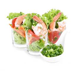 Shrimp cocktail isolated on white