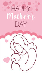 silhouette of woman with baby, label happy mother day