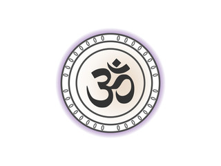 Aum om symbol. Vector illustration, flat design.