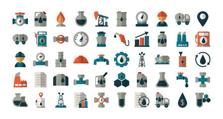 set of icons oil on white background