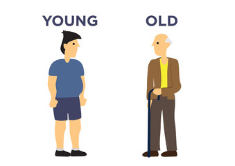 Male in two different age. Concept of aging.
