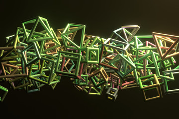 Background abstract, flying box inter-locked square for design, graphic resource. 3D render.