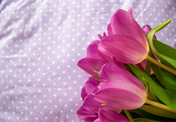 tulips bouquet. flowers in spring, summer, March 8, a gift for Mother's Day. Congratulations on the holiday. beautiful background