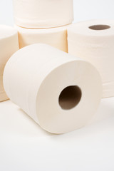 Peach colour lavatory paper or toilet roll