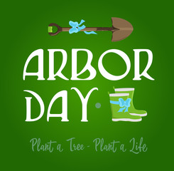 National Arbor Day. Vector Illustration with leaves. Earth Day. Suitable for greeting card, icon, poster, logo and banner. Symbol of arboriculture and forests.	