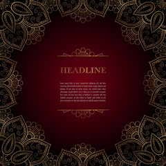 Luxury background with golden ornamental frame for greeting card, invitation or announcement