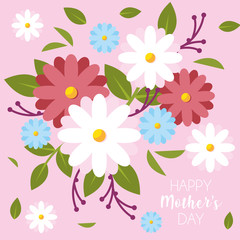 Fototapeta na wymiar beautiful greeting card with label happy mothers day