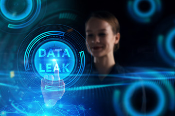 Business, Technology, Internet and network concept. Young businessman working on a virtual screen of the future and sees the inscription: