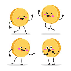Funny smiling cute gold coin.