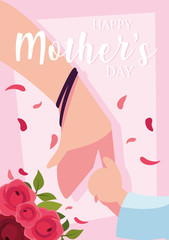 pregnant woman with flower frame
