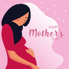 pregnant woman with label happy mother day