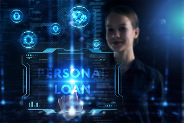 Business, Technology, Internet and network concept. Young businessman working on a virtual screen of the future and sees the inscription: