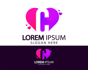 Creative letter C logo design. Colorful love icon and symbol vector template. Logo design elements for your brand identity