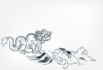 dragon card kimono japanese chinese vector design