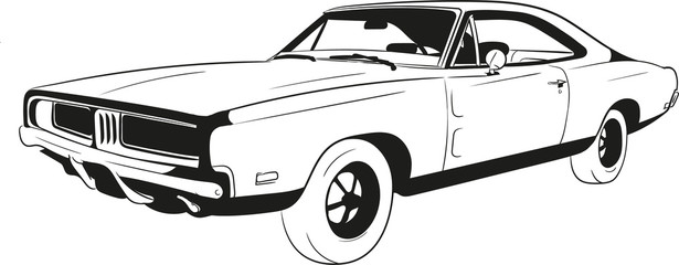 cartoon car, muscle car, speed,race,fast,auto,sketch