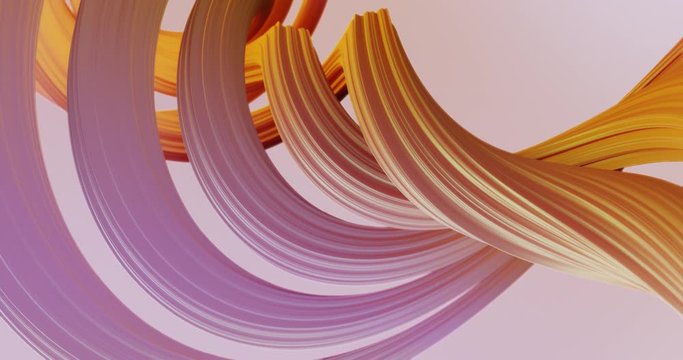 Abstract colorful orange and pink pastel swirl, natural curve art background. Curved and wavy pattern with Candy texture and subsurface scattering. 3D render loop
