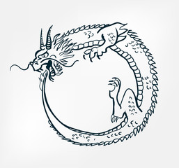 japanese chinese vector design uroboros dragon