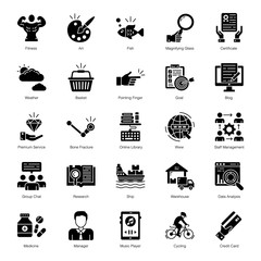  Business Services Solid Outline Icons Set 