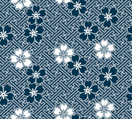 sakura geometric flower japanese chinese design vector seamless pattern © CharlieNati