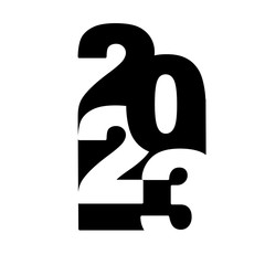 2023 logo, icon, sign, illustration, clip art, vector. Symbol in black and white. Happy Mey Year.