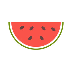 Slice of fresh and juicy watermelon. Vector illustration.