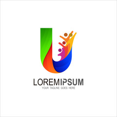 U logo, Letter U logo and people design combination, Charity icon  © nur