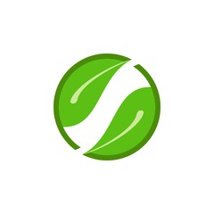 Circle with Leaf logo design vector